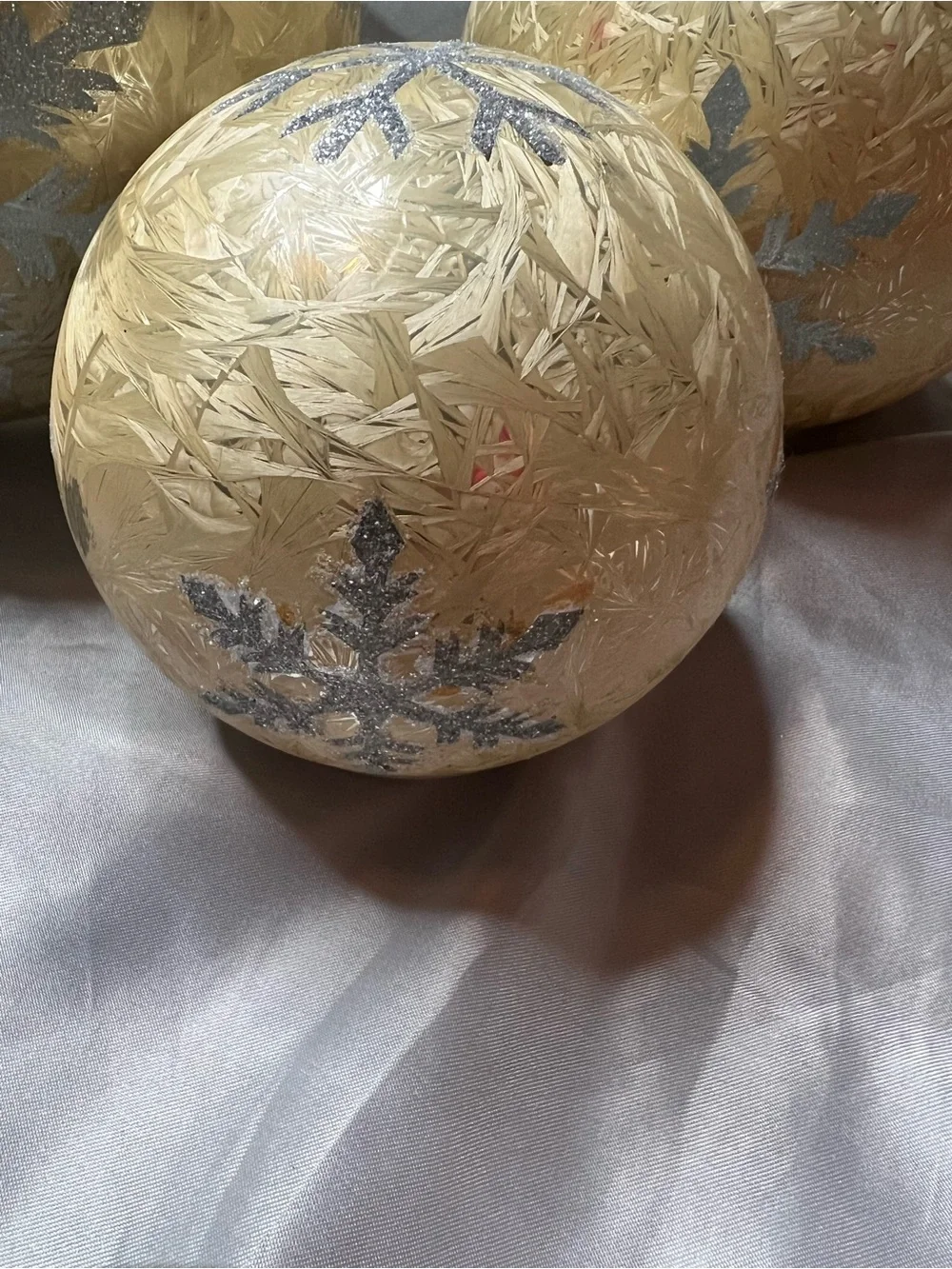 Holiday Decorative Snowflake Light Up Glass Spheres - Gold